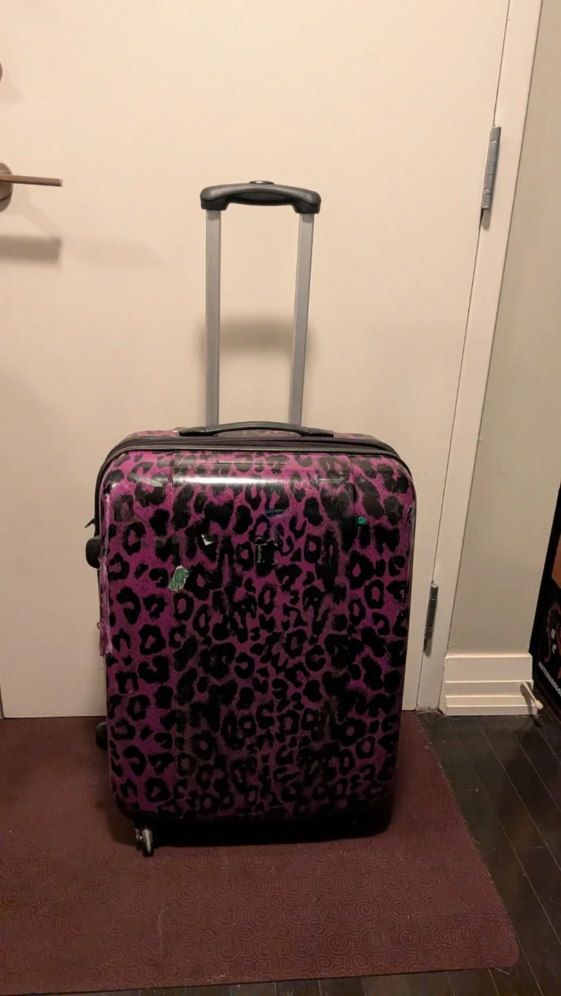 Pink Leopard Print Spunner IT Luggage, 24"
