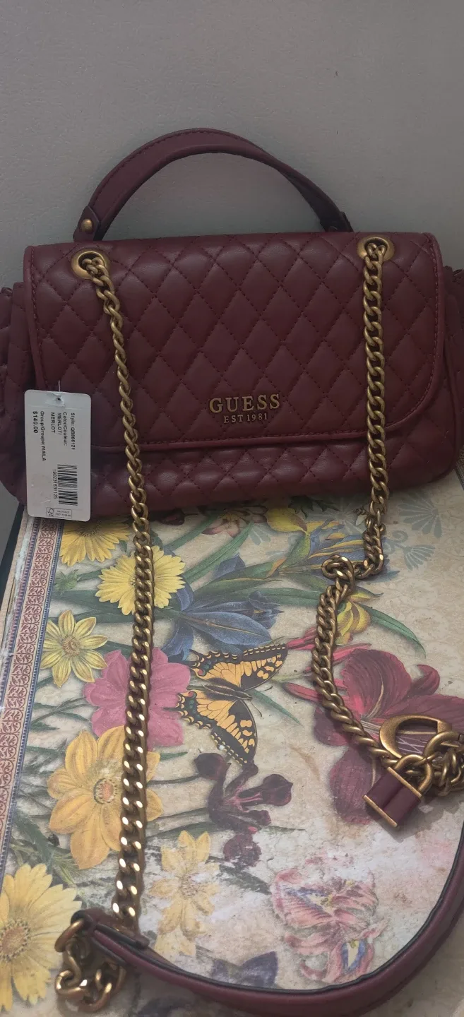 Guess Quilted Burgundy Shoulder/Cross Shoulder Bag image indicator(7)