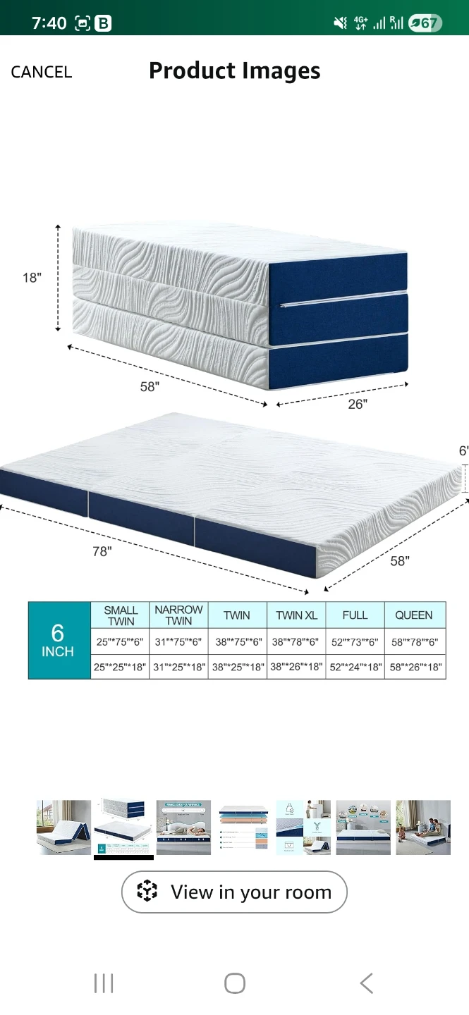 Folding Mattress Queen Size