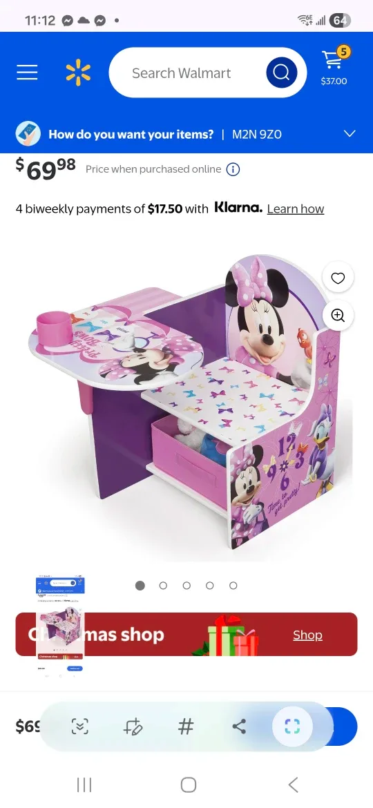 Disney Minnie  mouse chair desk with storage bin image indicator(2)