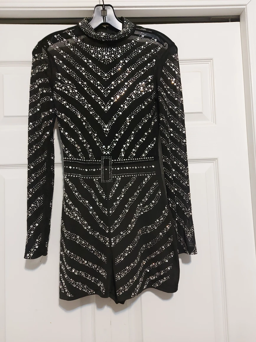 Black Embellished Romper