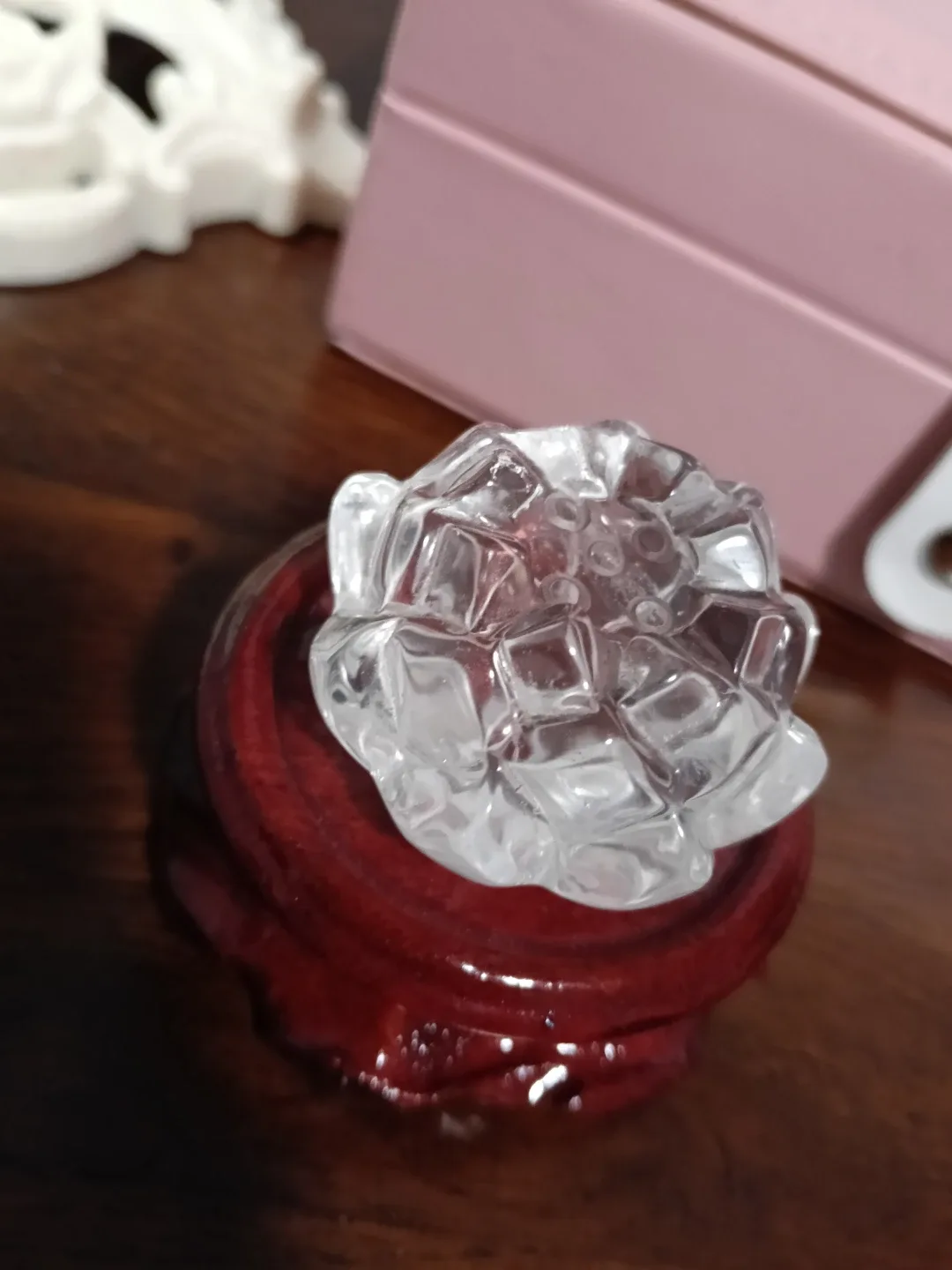 Crystal Lotus Flower on Wood Stand image indicator(3)