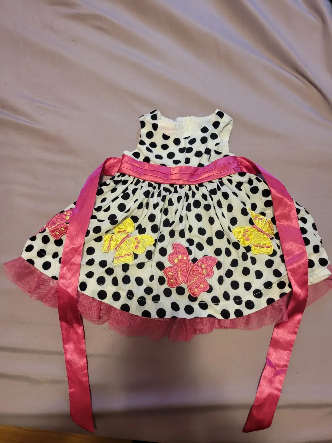 Polka Dot Dress with Butterfly Accents thumbnail