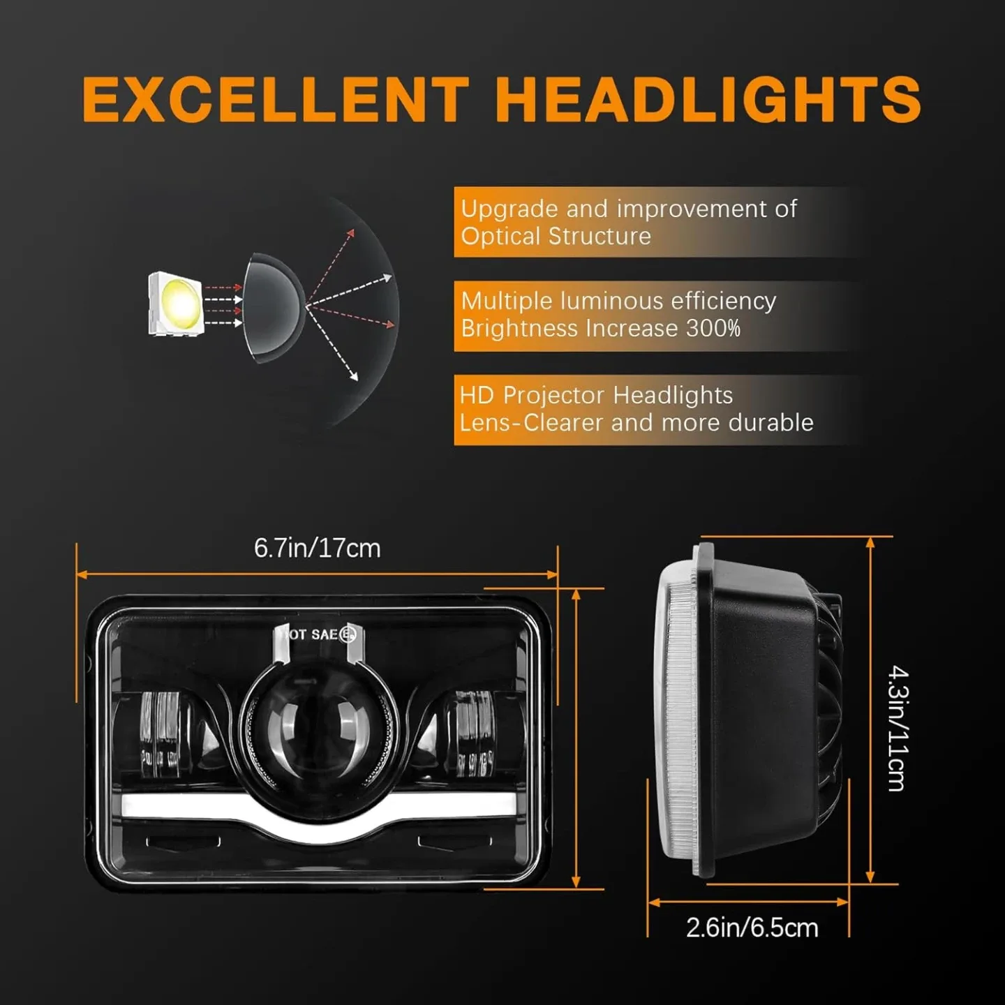 4x6 Headlights for Peterbilt Kenworth Oldsmobile Semi Trucks image indicator(3)