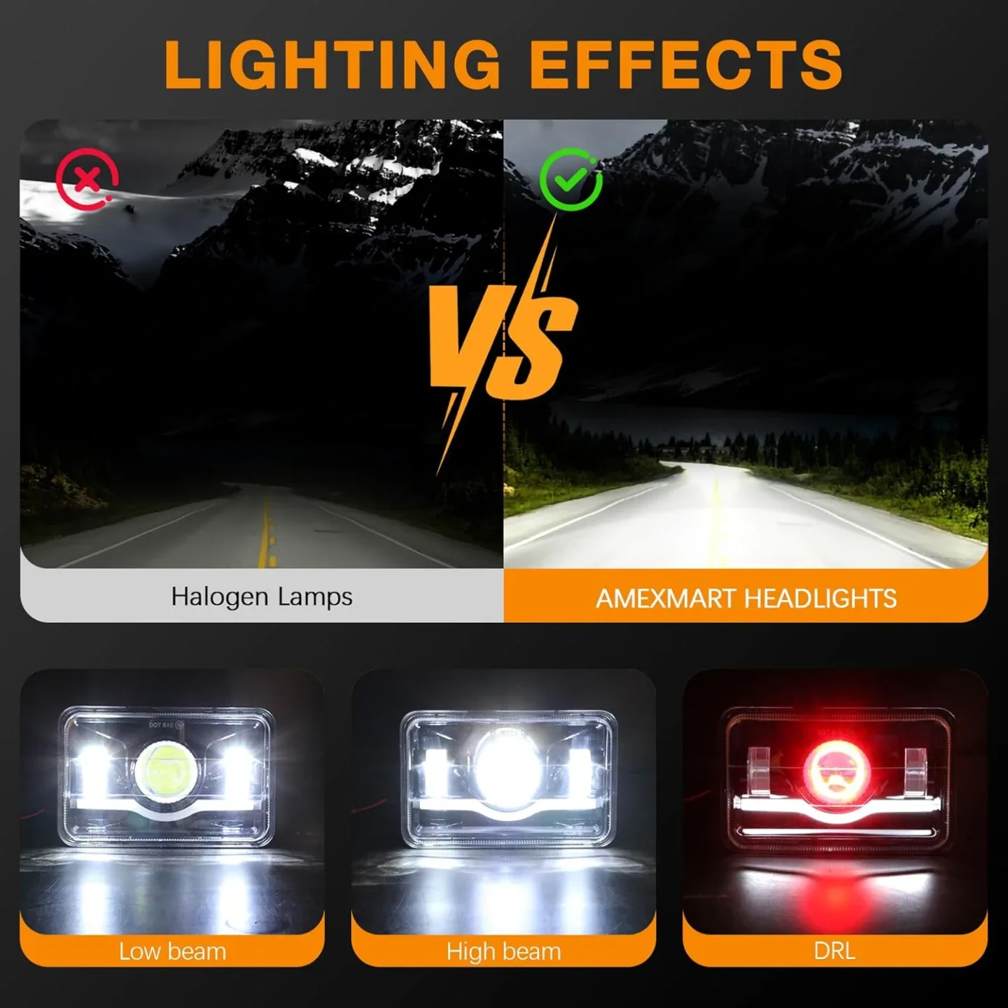 4x6 Headlights for Peterbilt Kenworth Oldsmobile Semi Trucks image indicator(6)