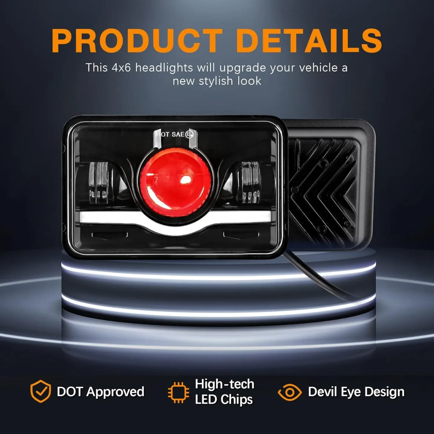 4x6 Headlights for Peterbilt Kenworth Oldsmobile Semi Trucks image indicator(7)