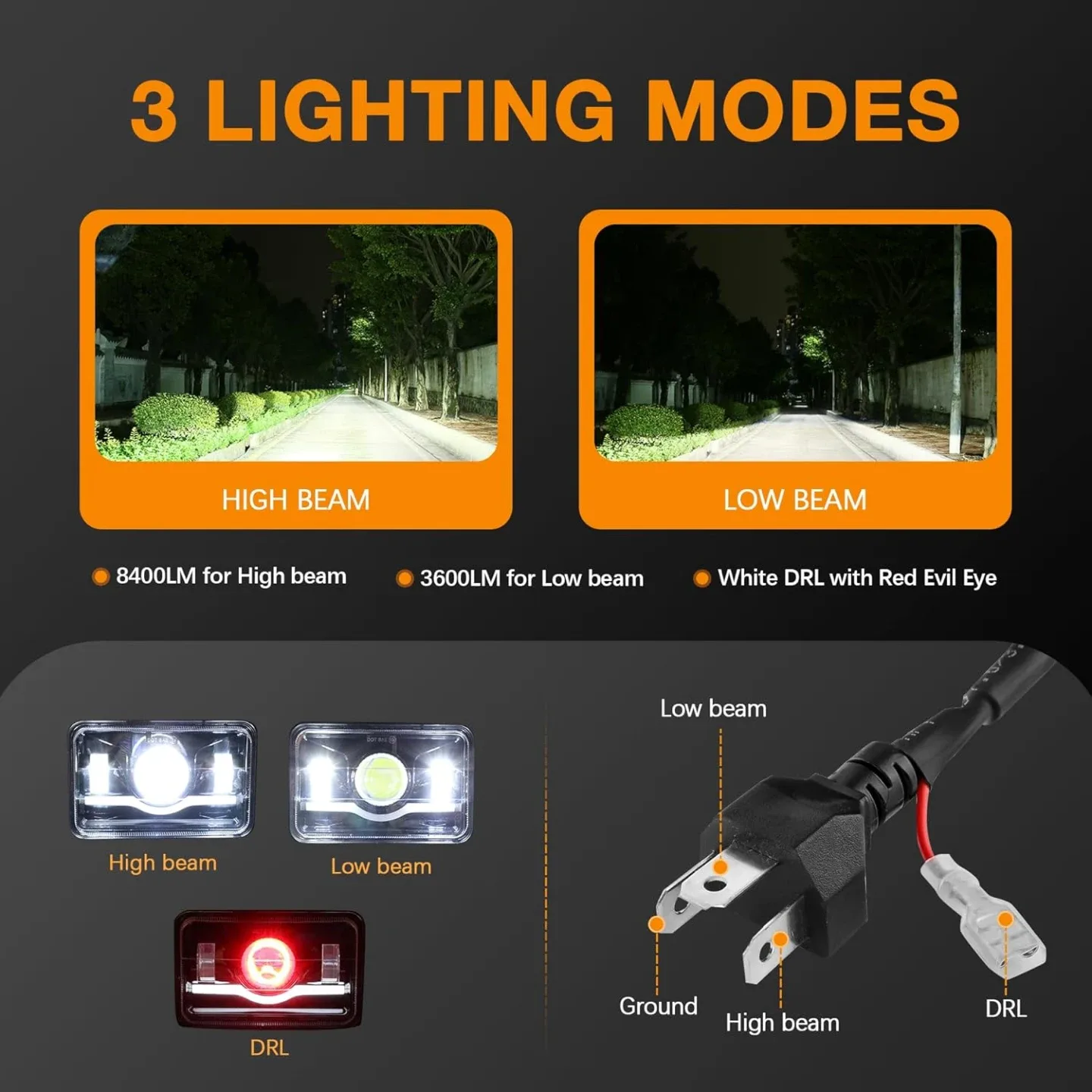 4x6 Headlights for Peterbilt Kenworth Oldsmobile Semi Trucks image indicator(8)