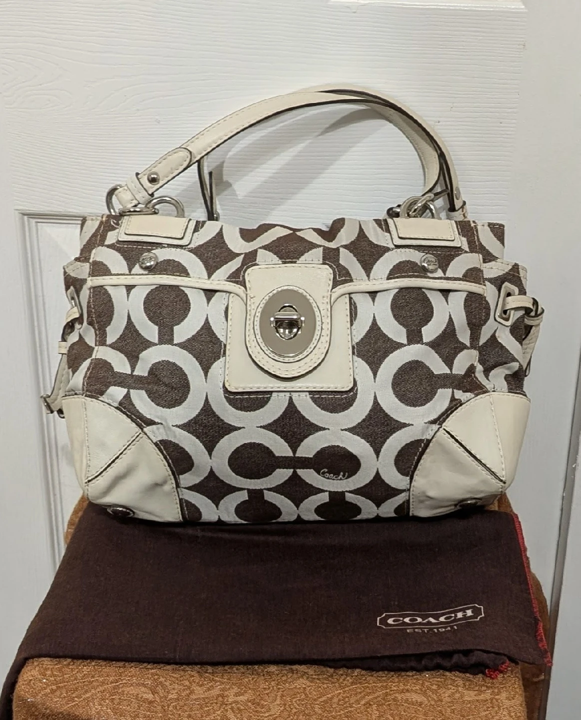 Coach Op Art Satchel Shoulder Bag with Dust Bag