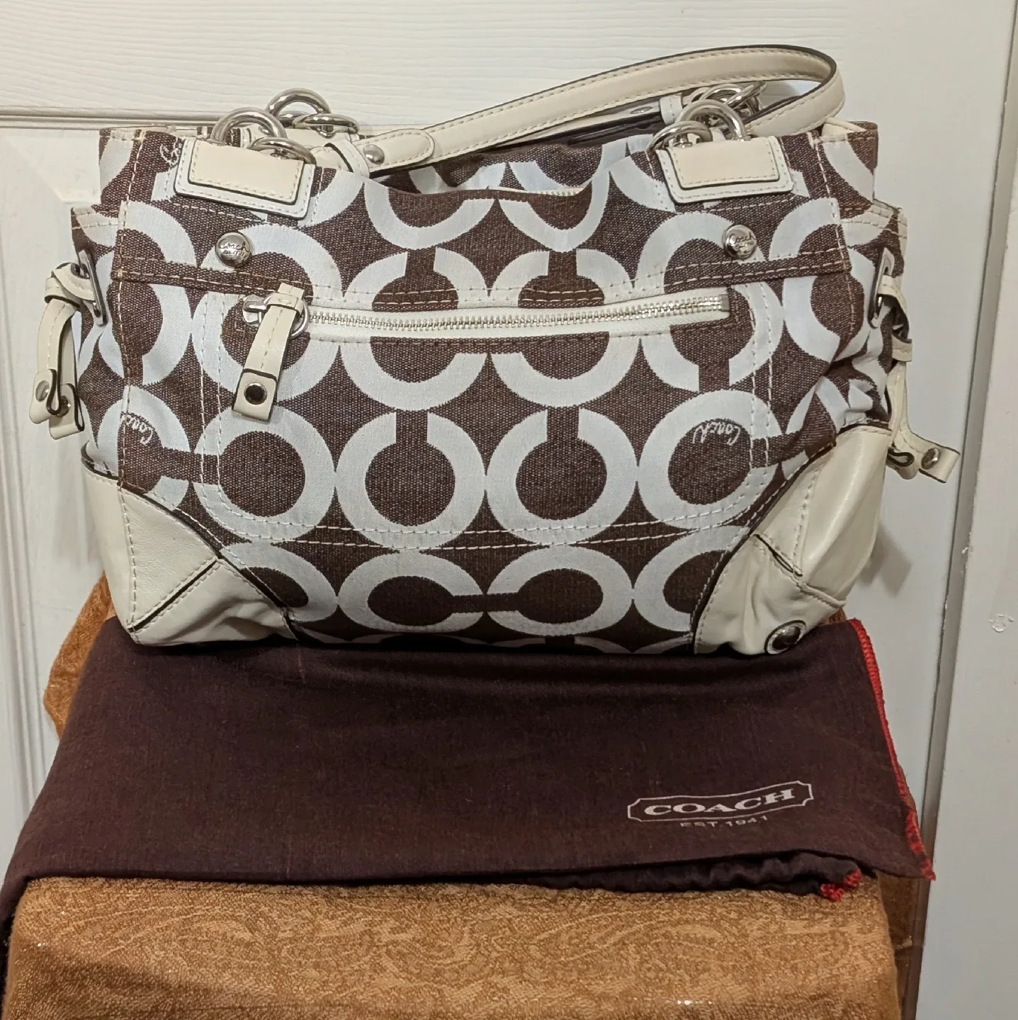 Coach Op Art Satchel Shoulder Bag with Dust Bag image indicator(2)