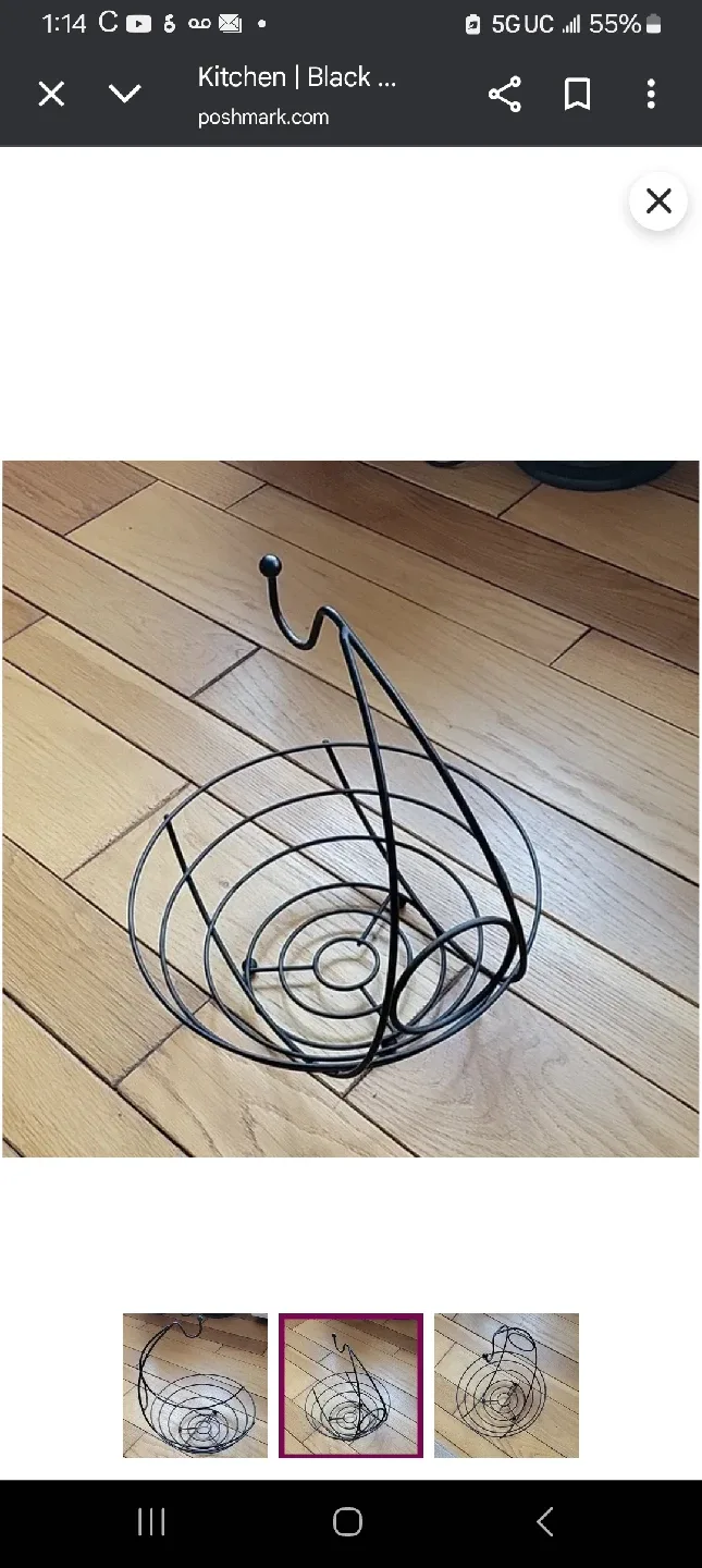 Black Metal Fruit Basket Bowl image indicator(2)