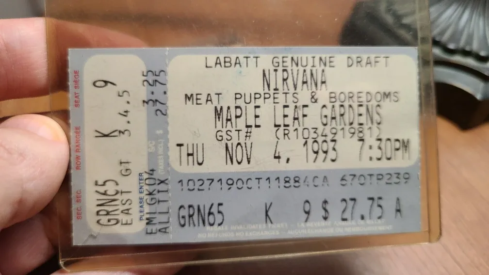 Vintage Nirvana Ticket - Maple Leaf Gardens 1993