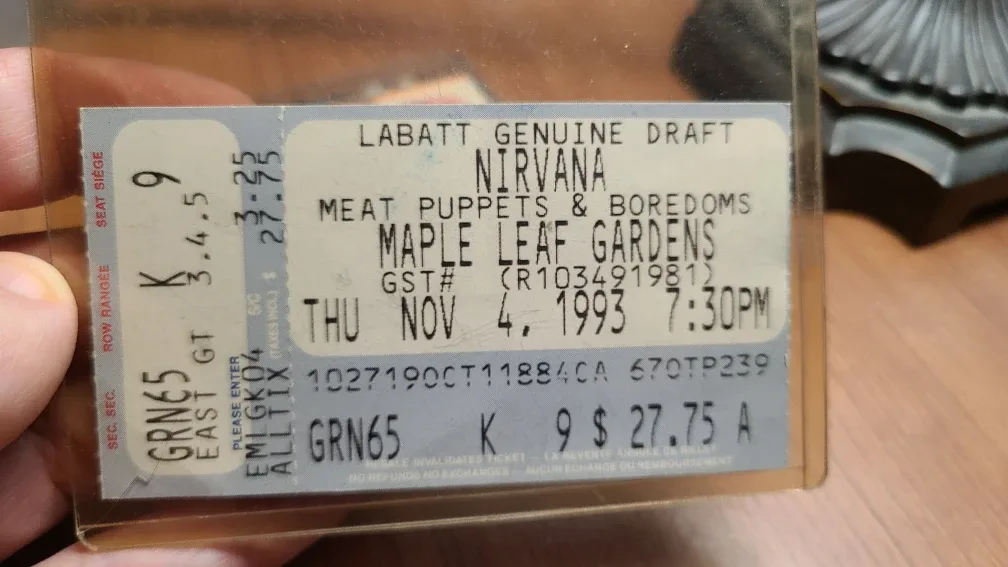 Vintage Nirvana Ticket - Maple Leaf Gardens 1993 image indicator(2)