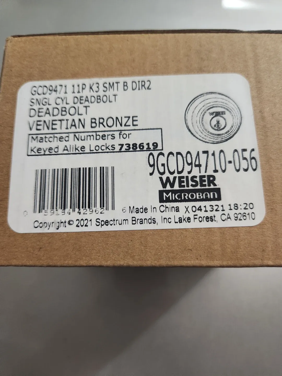 Weiser Venetian Bronze Deadbolt - New in Box! image indicator(2)