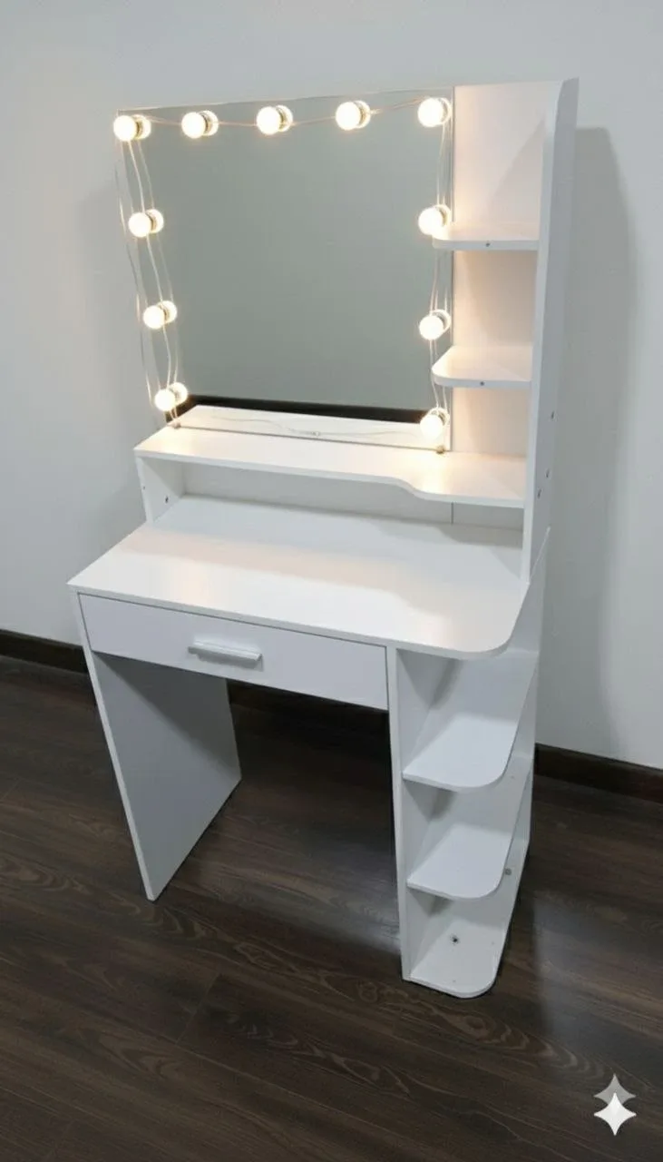 Vanity Makeup Desk with Lighted Mirror image indicator(4)