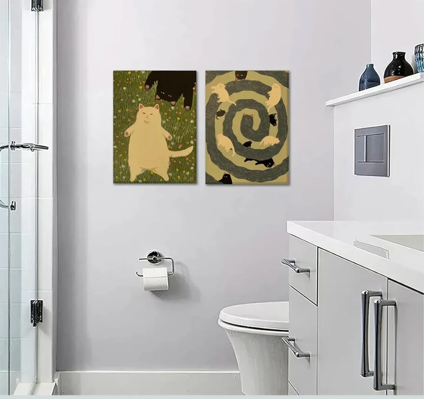 Set of 2 Cat Prints On Canvas No Frames 12"x16" image indicator(3)