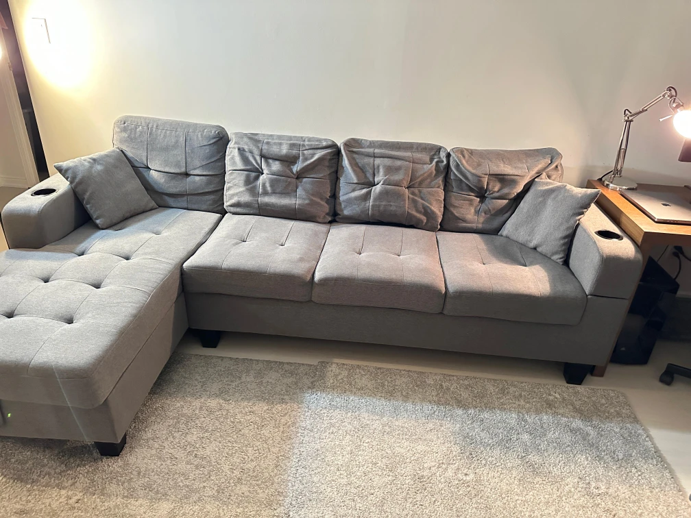 Grey Sectional Sofa with Ottoman - photo 3