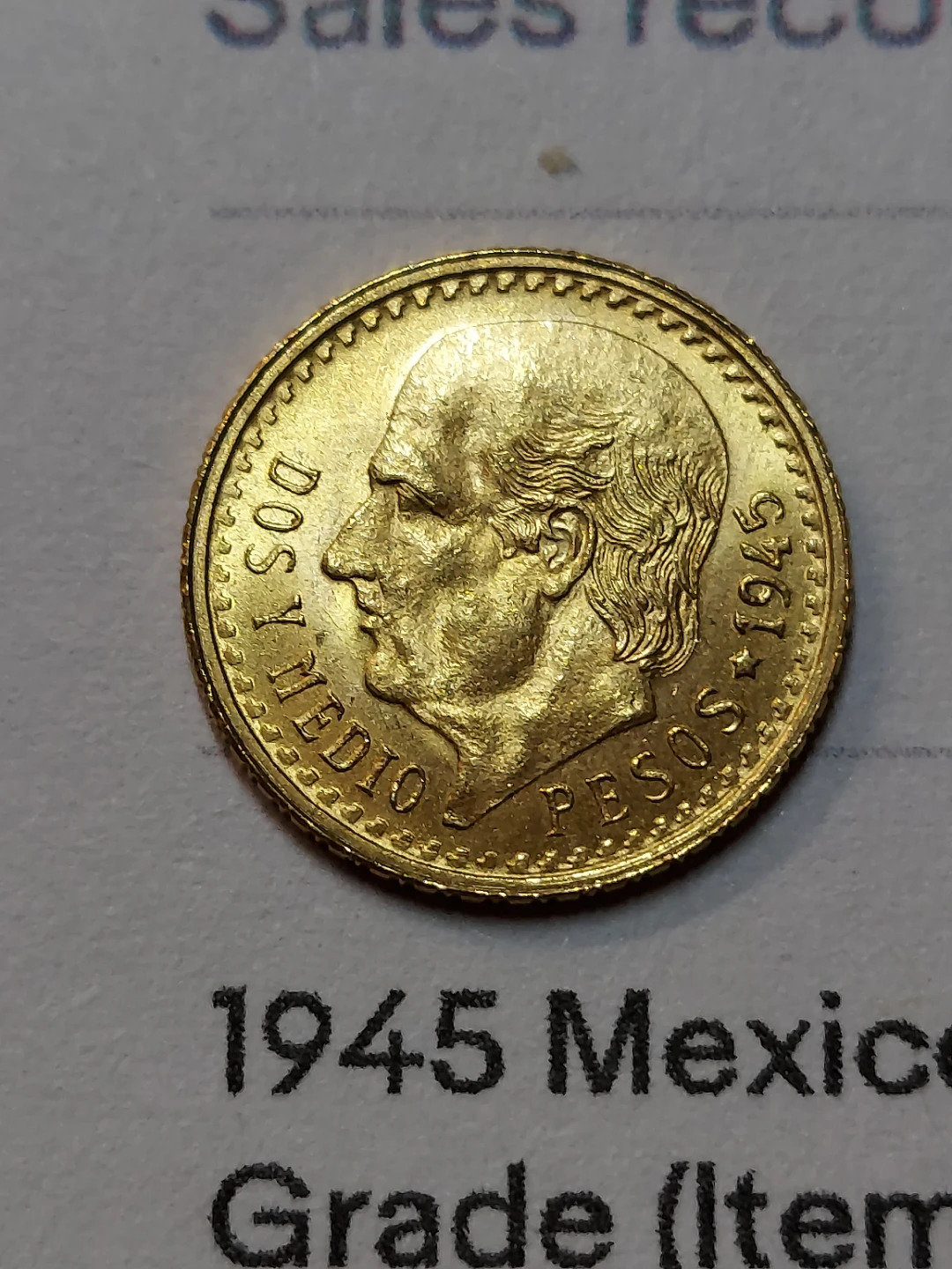 100% Original **1945 Mexico 2.5 Peso