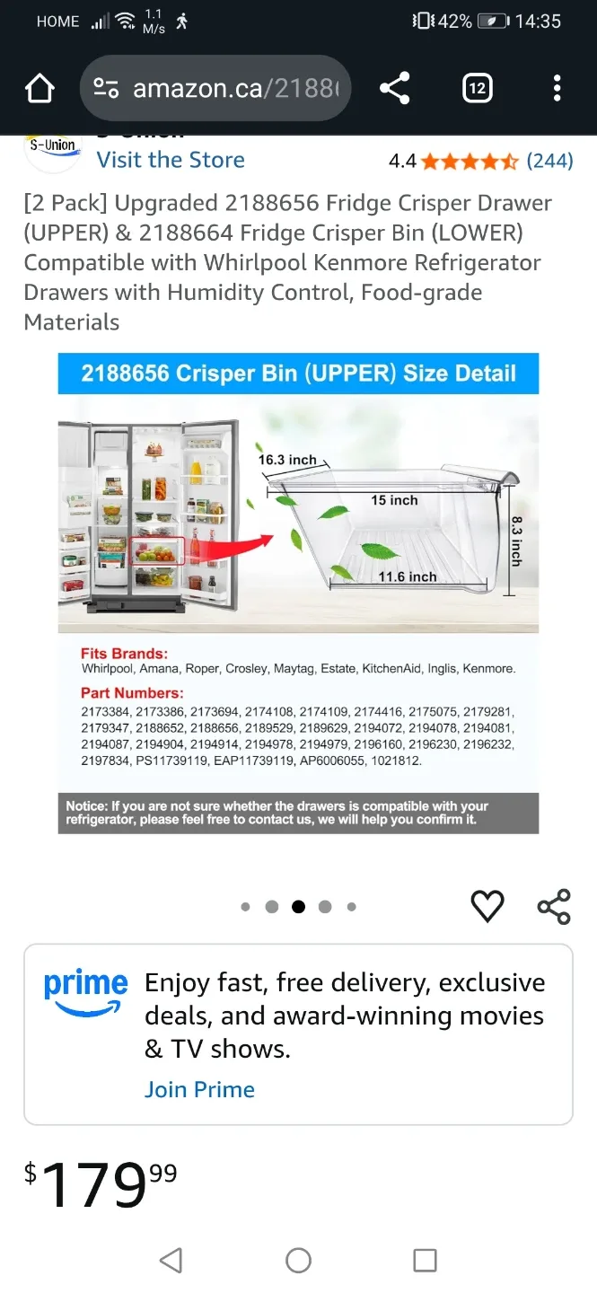 2 Pack Fridge Crisper Drawers image indicator(2)