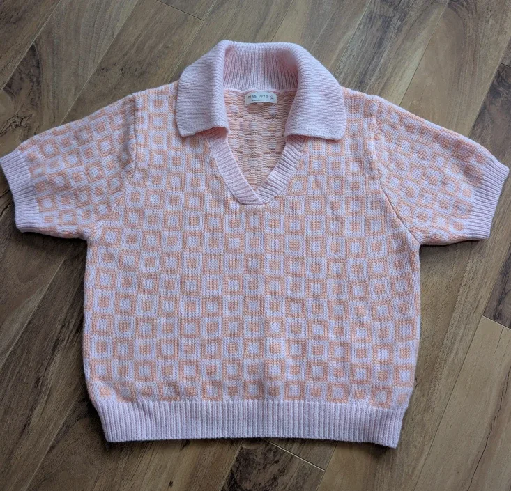Miss Love Pink & Peach Knit Top - Size M