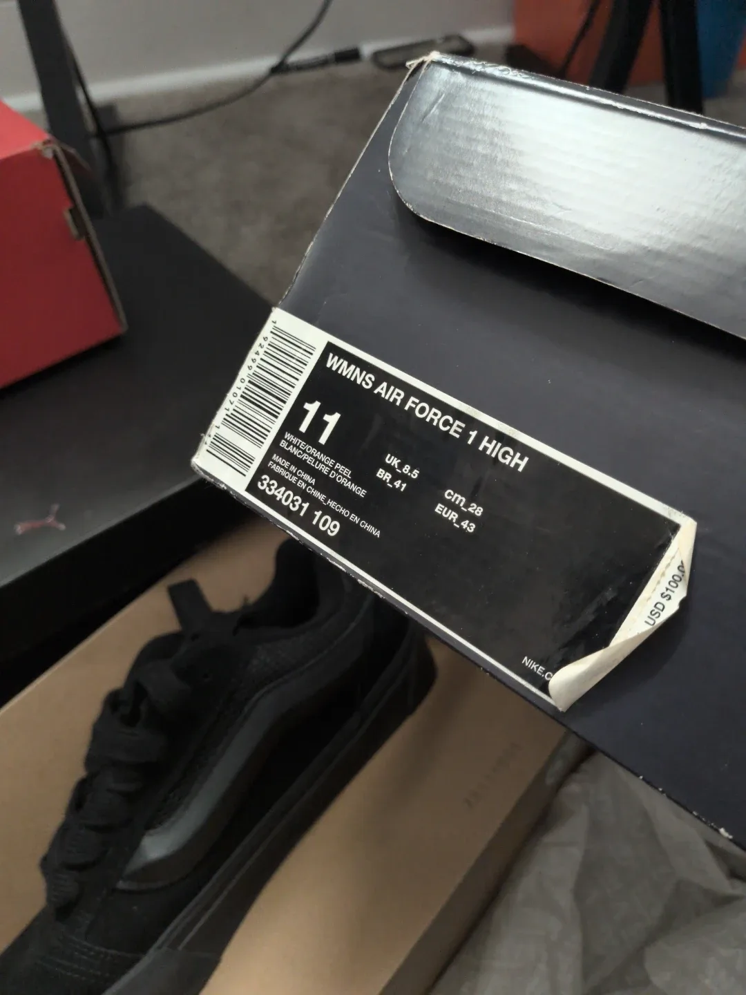 Nike Air Force 1 High '07 White/Orange Size US 11 thumbnail