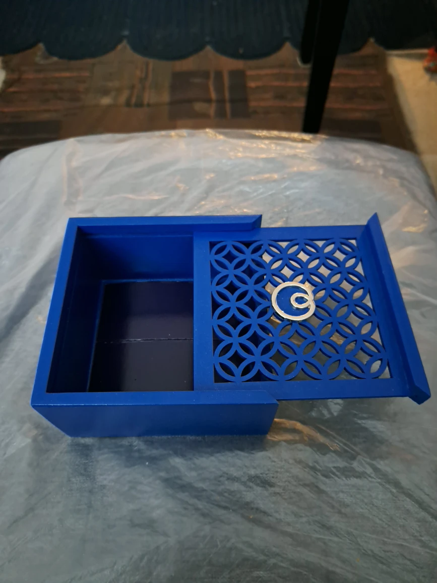 Royal Blue Wooden Box with Sliding Lid - photo 2