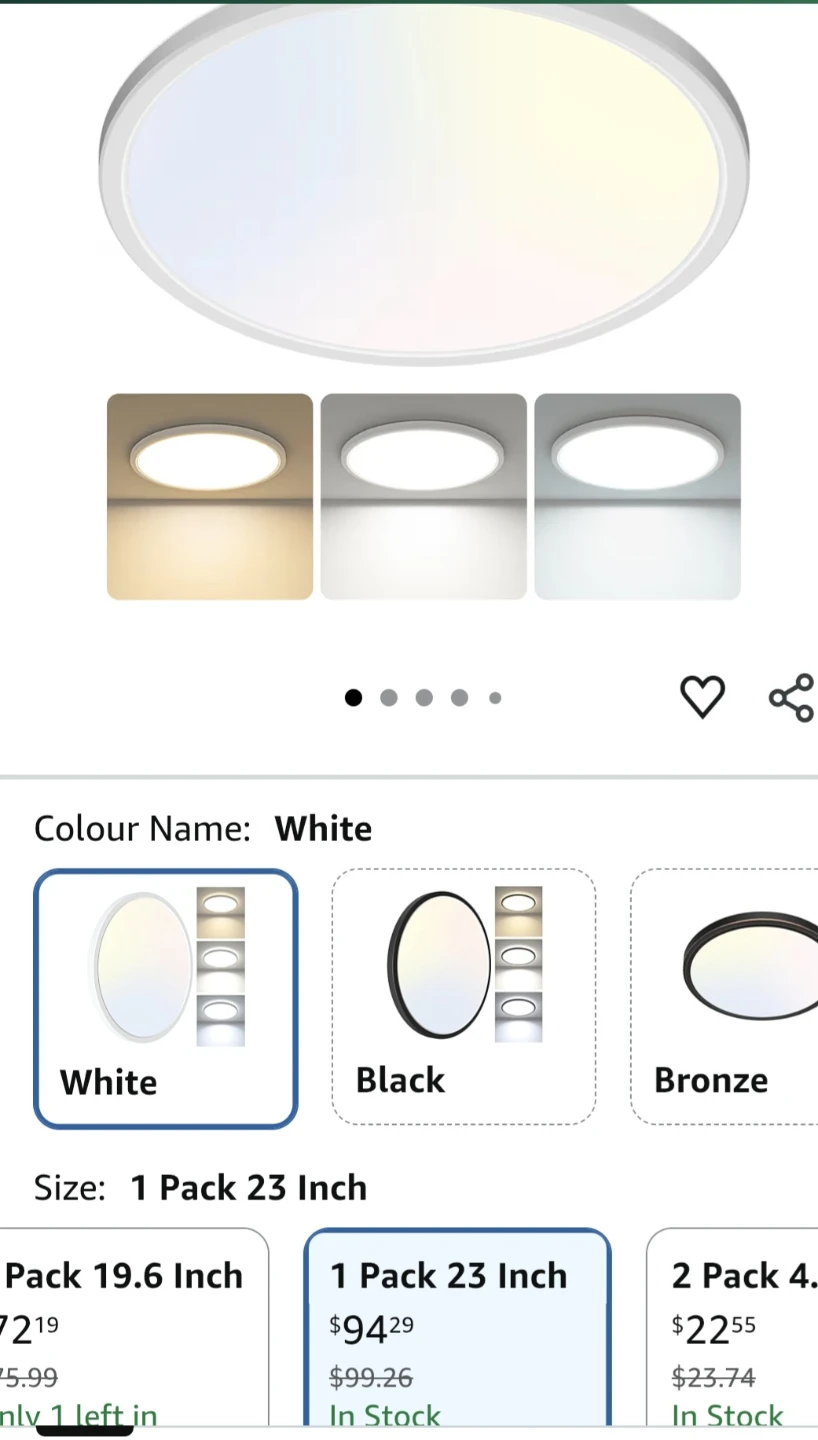 White 23-inch LED Ceiling Light - New! - photo 3