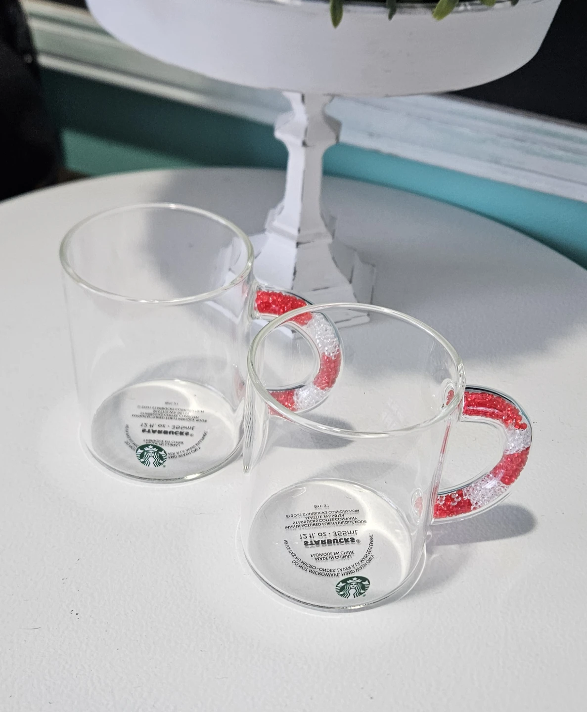 Starbucks candycane glass mugs