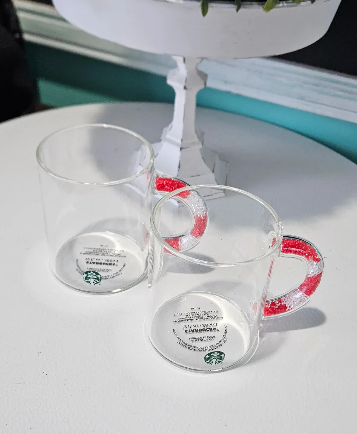 Starbucks candycane glass mugs