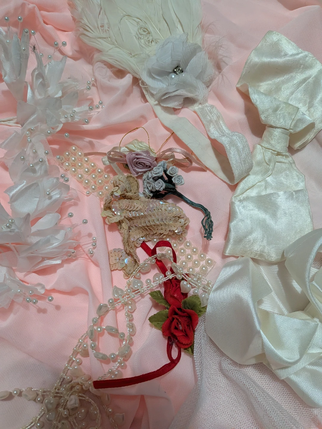 Vintage salvaged white Wedding Accessories Bundle,