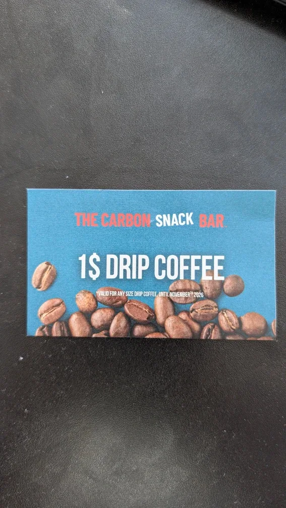 The Carbon Snack Bar $1 Drip Coffee Voucher