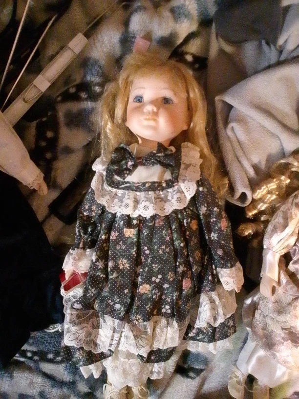 Porcelain Doll with Floral Dress