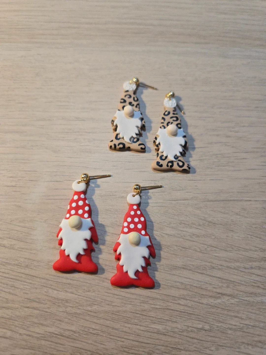 Handmade Santa Earrings, Christmas Clay earrings, Clearance