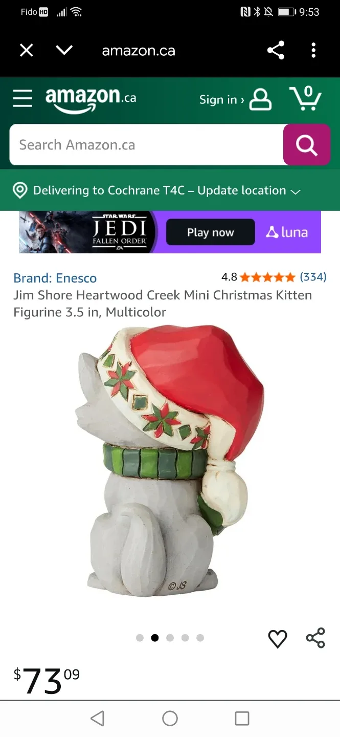 Enesco Jim Shore Christmas Kitten Figurine image indicator(2)