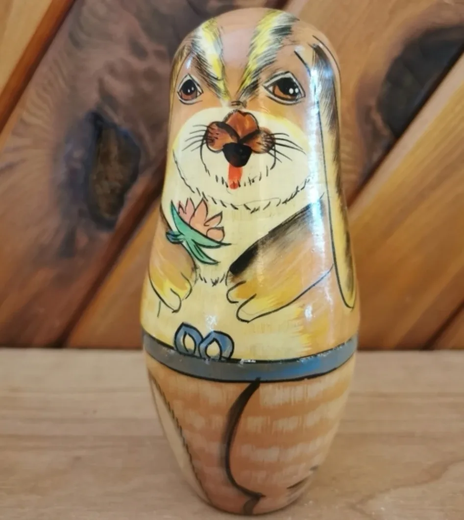 Vintage Set of 5 Bunny Wooden Nesting Dolls image indicator(6)