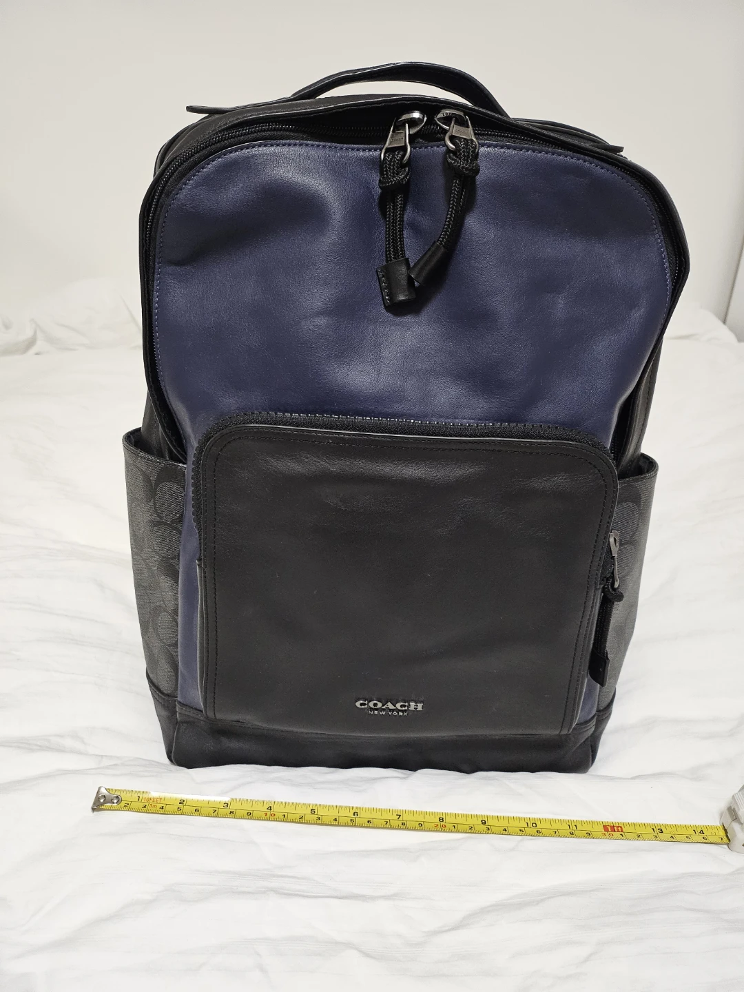 Coach Leather Backpack - Black/Navy