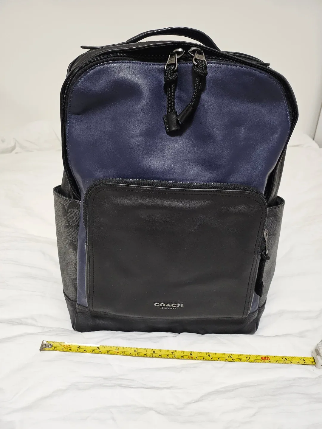 Coach Leather Backpack - Black/Navy thumbnail