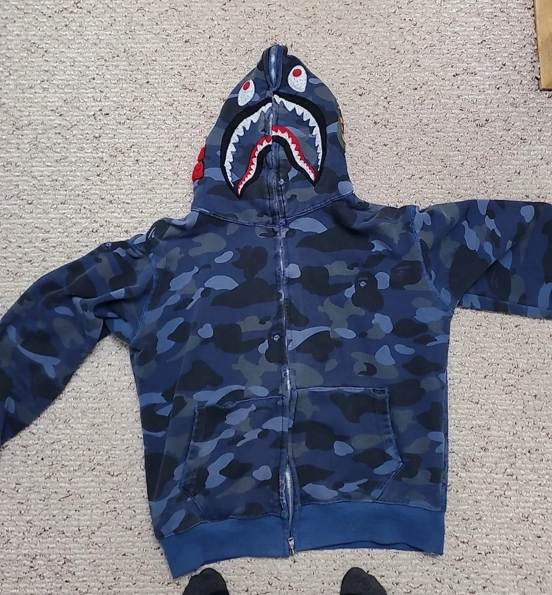 BAPE Blue Camo Shark Hoodie