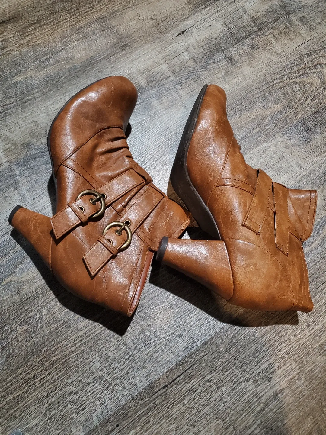 Brown Ankle Boots with Buckle Detail size 7.5