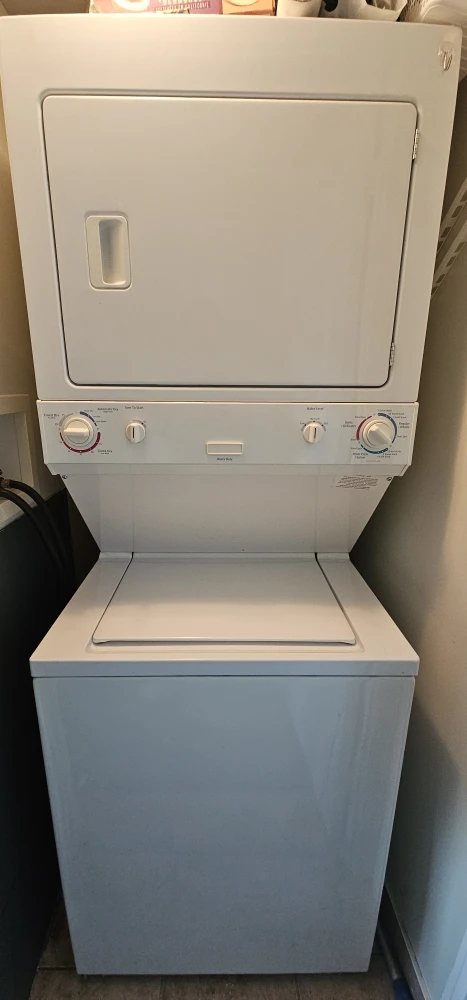 White Stacked Washer and Dryer