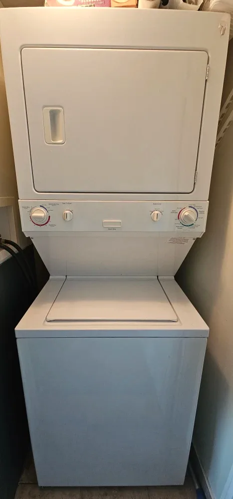 White Stacked Washer and Dryer