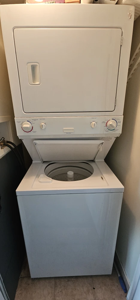 White Stacked Washer and Dryer - photo 2