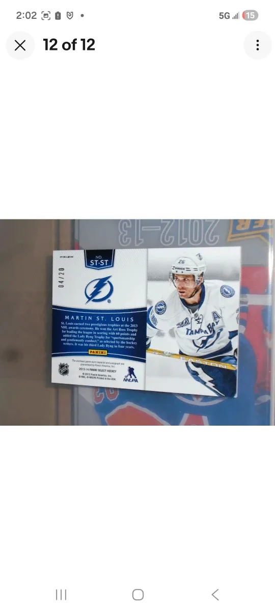 Panini/Vincent Lecavalier/Martin St. Louis/Autos/Card Lot image indicator(8)