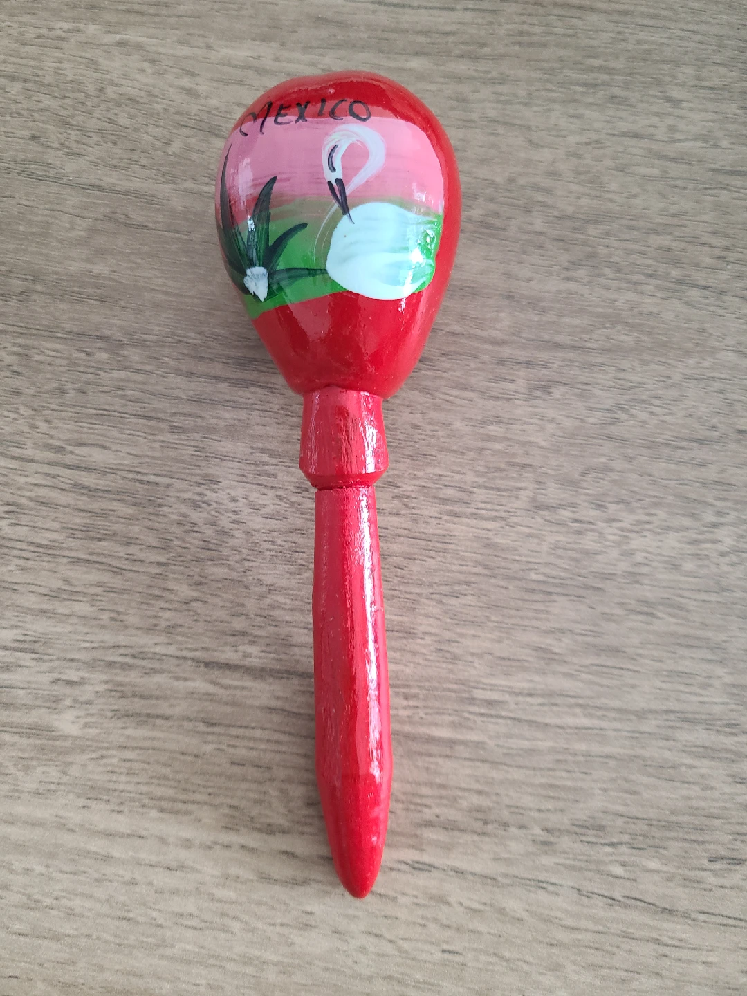 Red Maraca with Swan Design