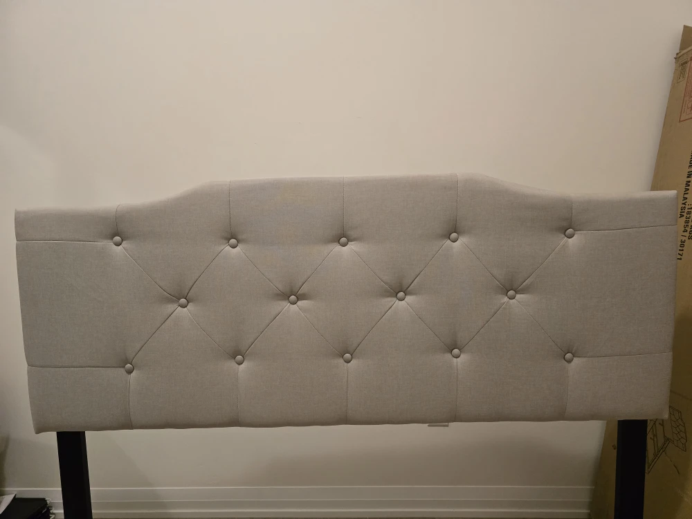 Queen Size Upholstered Bed Frame - Beige - photo 3