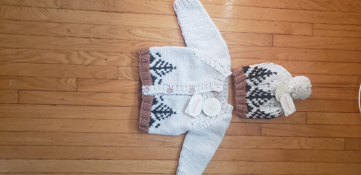 Huggalugs hand knit Sweater & Beanie Hat Set (18-24 Months)