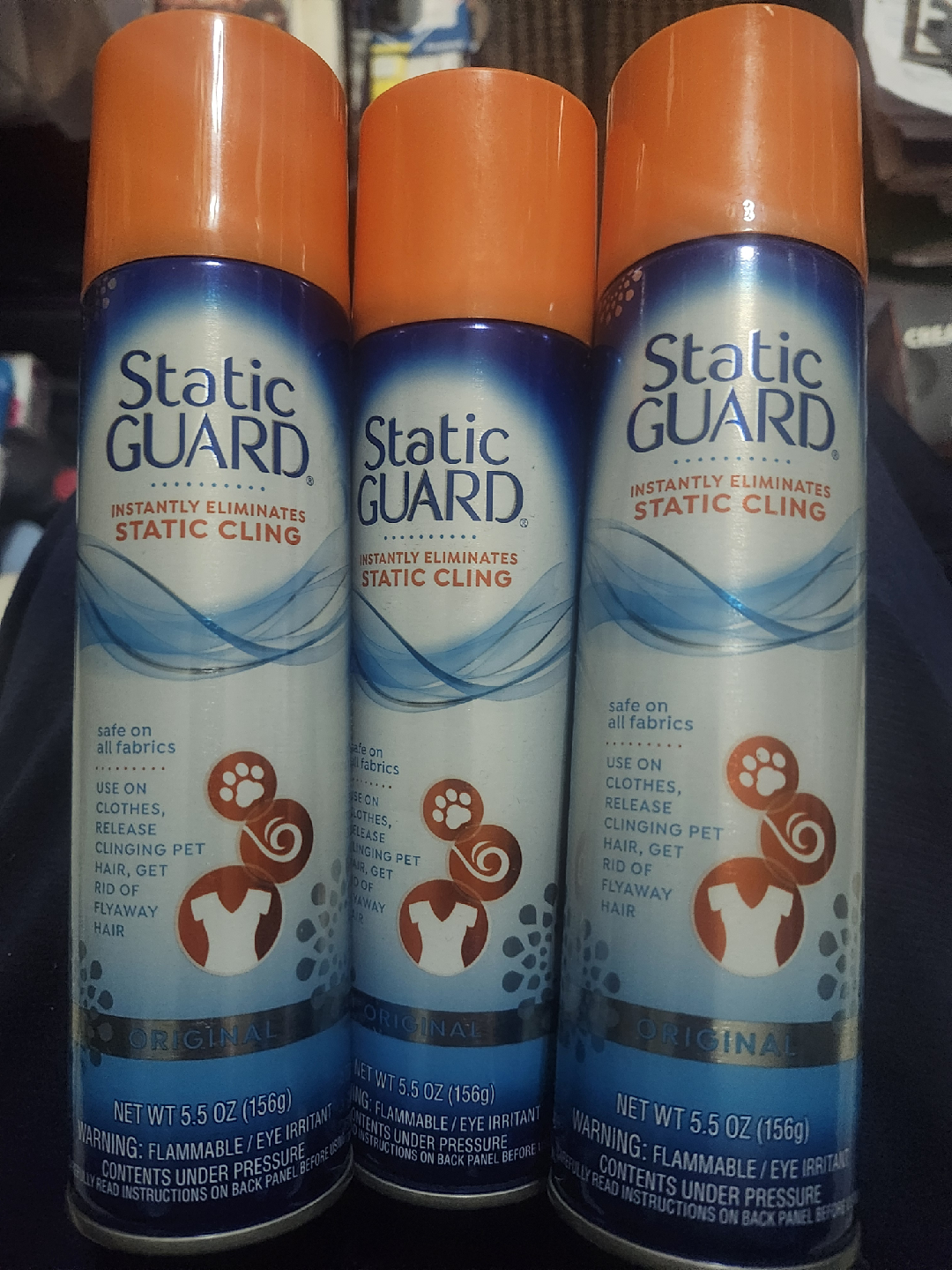 Static Guard Spray, 5.5 oz; 3 cans