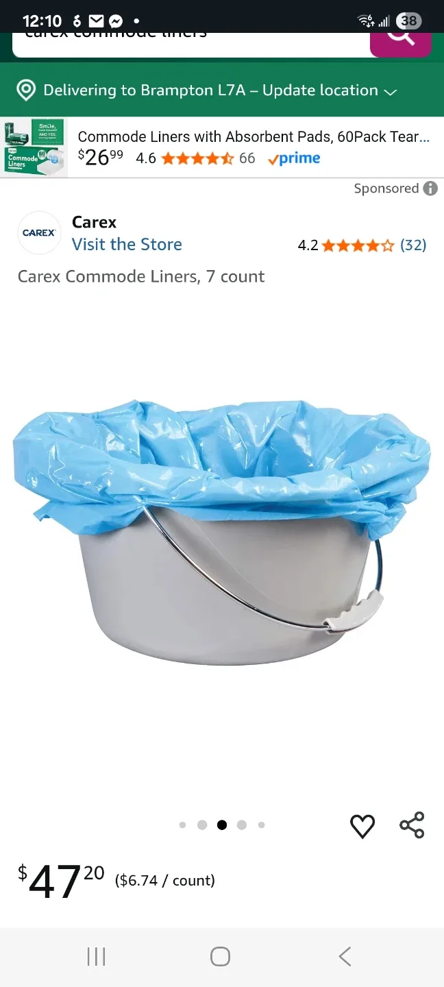 Carex Commode Liners - 7 Disposable Liners image indicator(2)