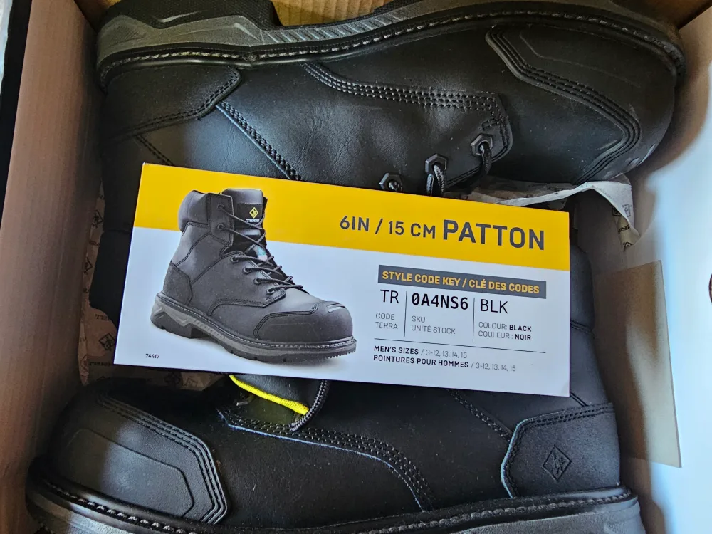 Terra Patton 6" Black Work Boots - Size 12