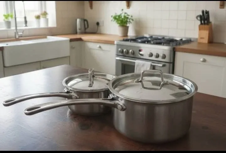 2 Strauss Stainless Steel Saucepans