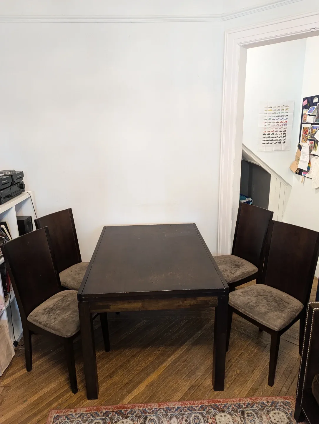 Dark Brown Extendable Dining Table with 4 Chairs thumbnail
